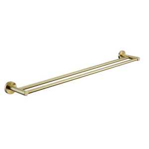 rund double towel rail 750mm brushed gold