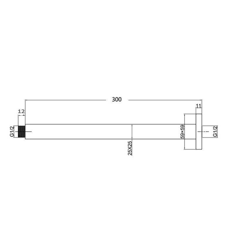 Rund Round Shower Ceiling Arm 450mm Chrome - Bathrooms On A Budget