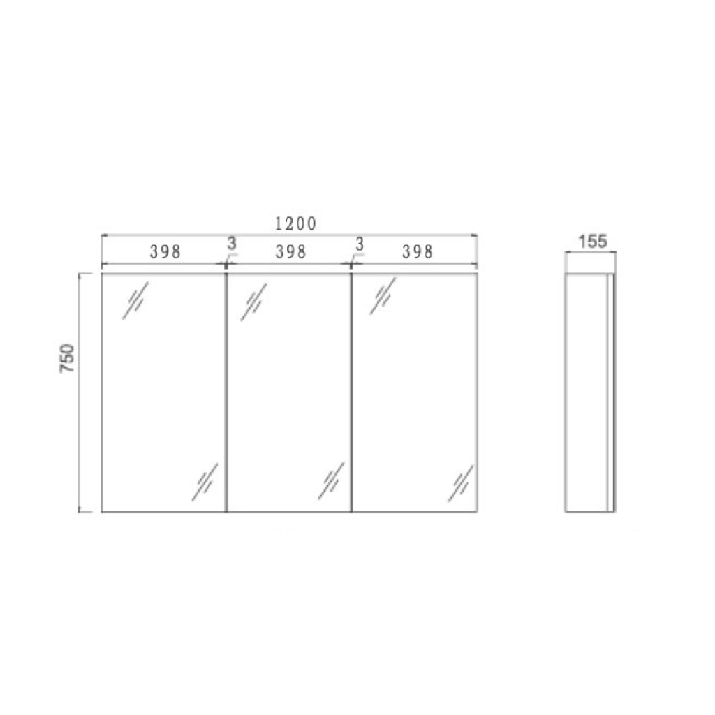 PVC Shaving Mirror Cabinet 1200 Pencil Edge - Bathrooms On A Budget