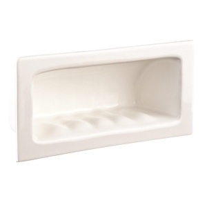 Ceramic white recessed soap holder