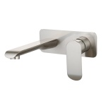 Oval wall basin bath mixer with spout brushed nickel