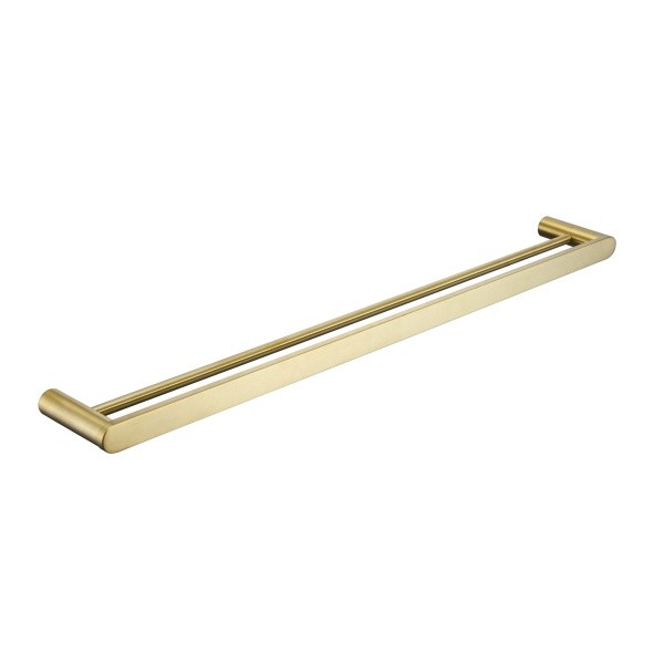 SS Rund double towel rail 800mm brushed gold