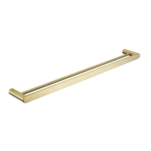 SS Rund double towel rail 600mm brushed gold