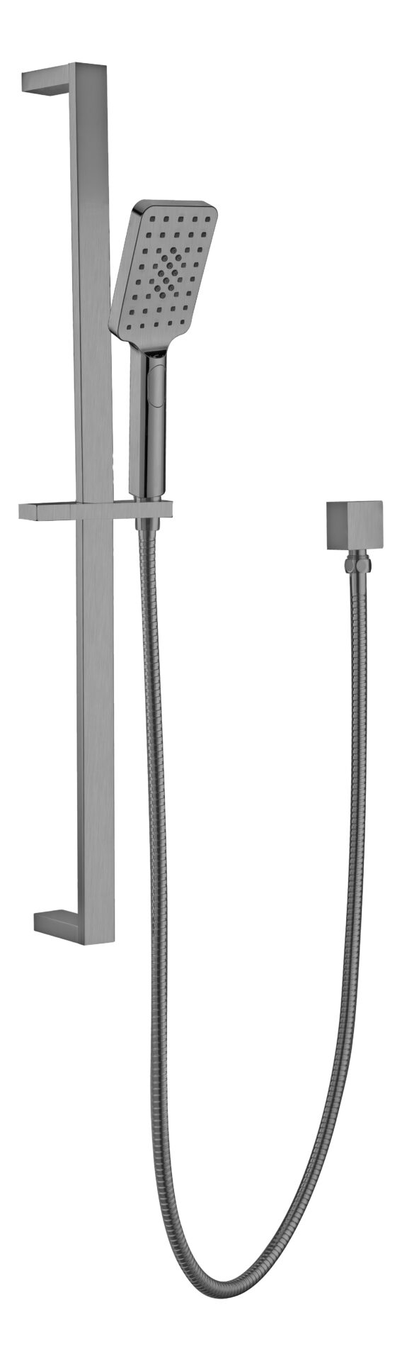 Eckig square multifunction sliding shower on rail brushed nickel