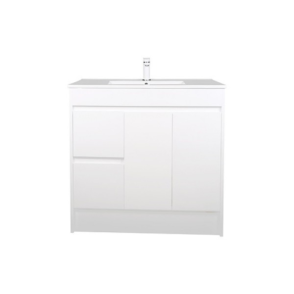 Slimline Ensuite PVC Vanity 900mm Left Drawers - Bathrooms On A Budget