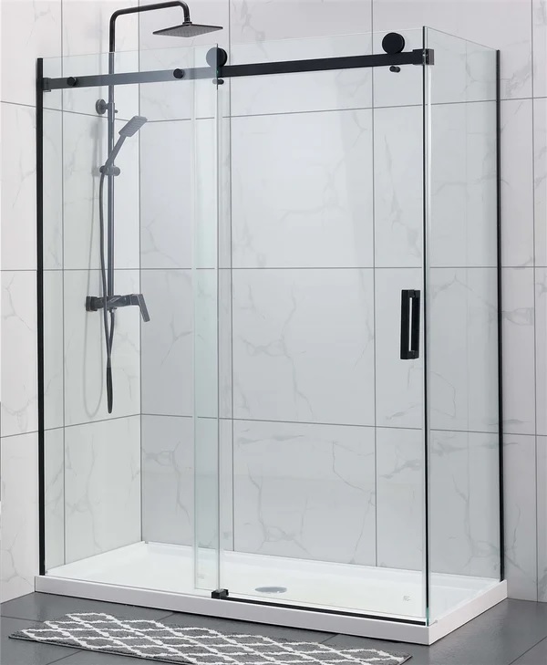 Frameless Shower Sliding Door 1300 x 900 Matte Black | Bathrooms on a ...